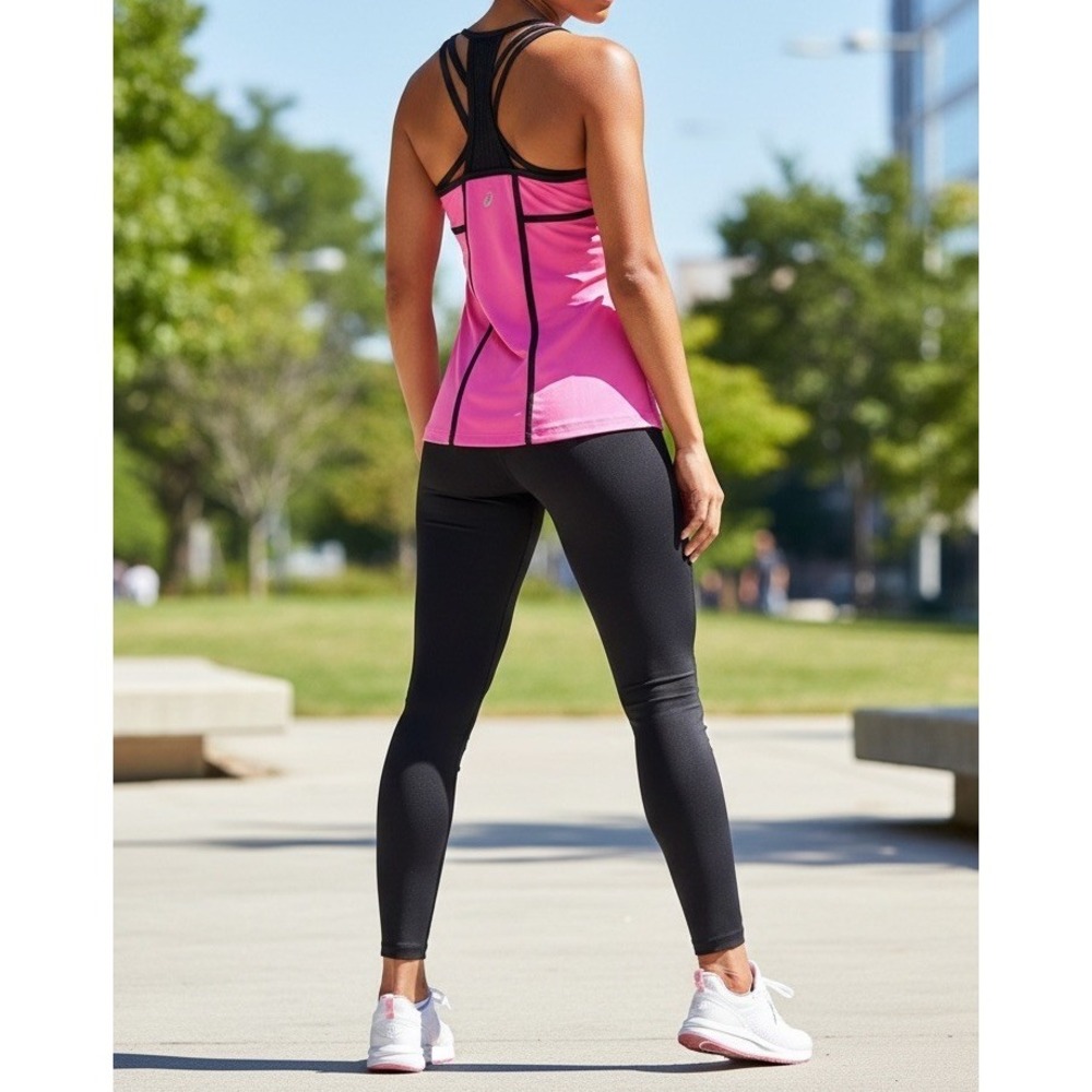 Asics Tri-Dri Womens Sleeveless‎ Training Athletic Racerback Tank Top Pink Small